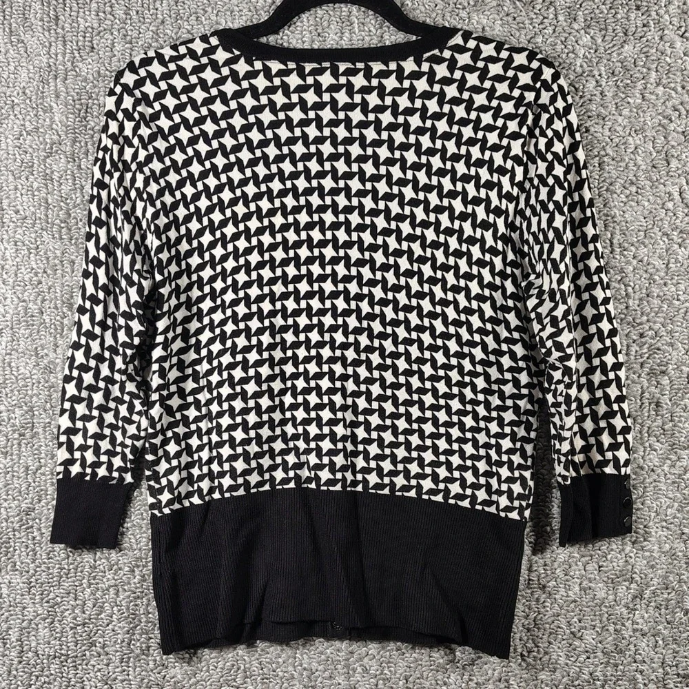 White House Black Market Cardigan Black Polka Dot Mod Office Women Medium